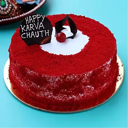 Order Vanilla Cream Karwachauth Cake Online |Delicious & Fresh â€“  CakenGifts