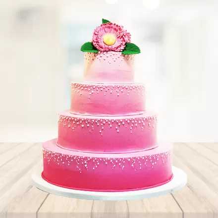 Elegant Purple and Silver 4 Tier Wedding Cake