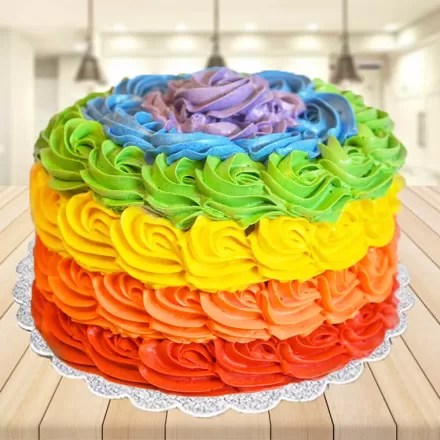 Creamy birthday cake on a gray background. Specially designed birthday cake.  Gorgeous decorated birthday cake with flowers Stock Photo - Alamy