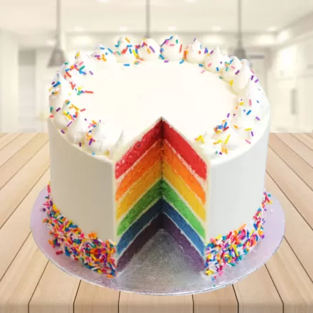 Buy/Send Rainbow Sprinkles Black Forest Cake 1 Kg Eggless Online- FNP